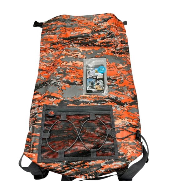 GECOBRANDS Hydroner 20L Camo Dry Bag Waterproof Backpack Orange-Gray Roll Top - Picture 9 of 16